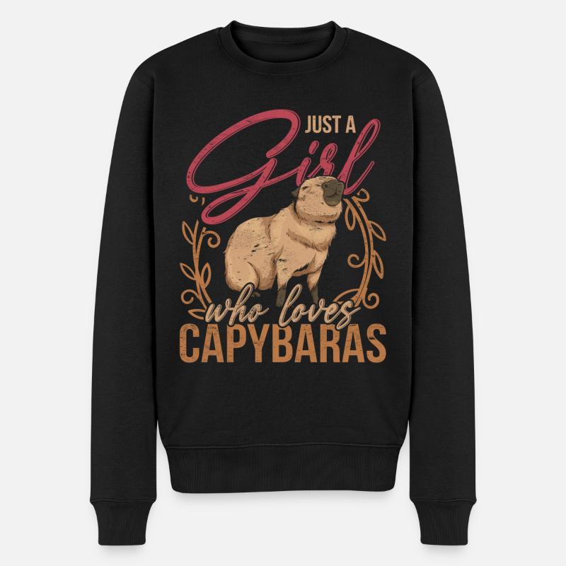 Nur ein Mädchen das Capybaras liebt Capybara - Männer Premium Bio Pullover - Schwarz