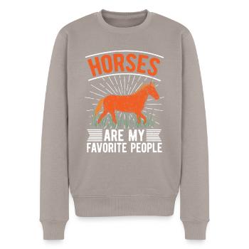 Horses are my dearest people Riding Horse - Men's Premium Organic Jumper - taupe - Front - Nico (187cm)