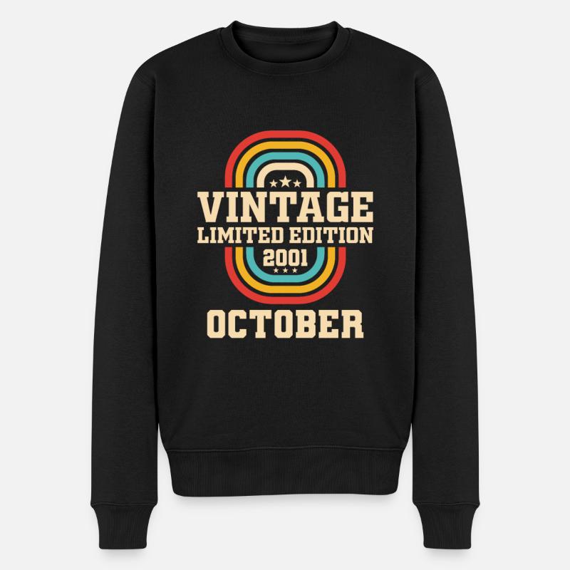 22. Geburtstag Oktober Jahrgang 2001 Vintage - Männer Premium Bio Pullover - Schwarz