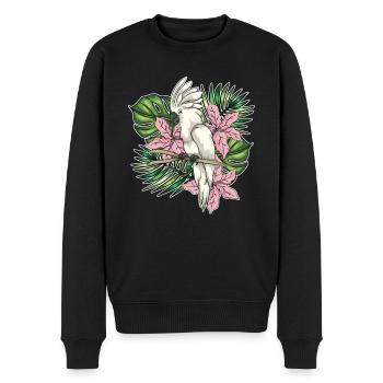 Vogelliebhaber Papagei Blumen Geschenk Kakadu - Männer Premium Bio Pullover - Schwarz - Vorne - Nico (187cm)