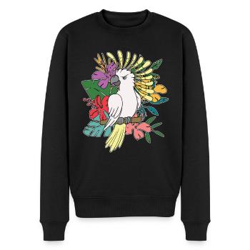 Vogelliebhaber Blumen Papagei Geschenk Kakadu - Männer Premium Bio Pullover - Schwarz - Vorne - Nico (187cm)