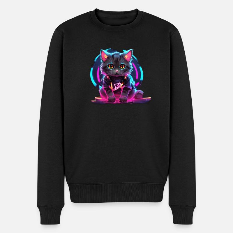 Design de chat néon - Pull Premium bio Homme - noir