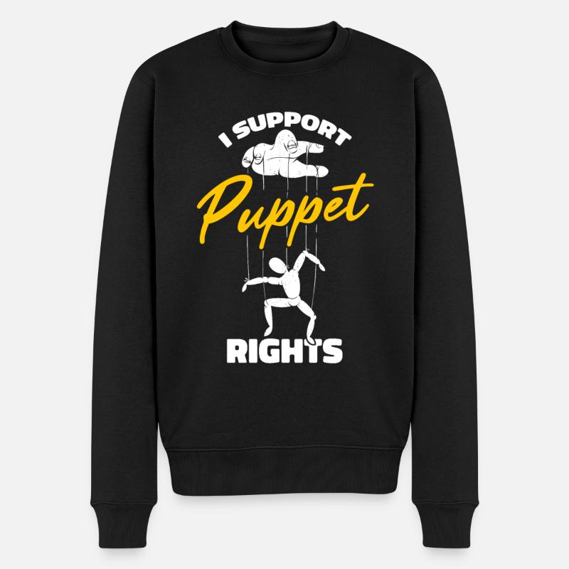 I support puppet rights - Männer Premium Bio Pullover - Schwarz