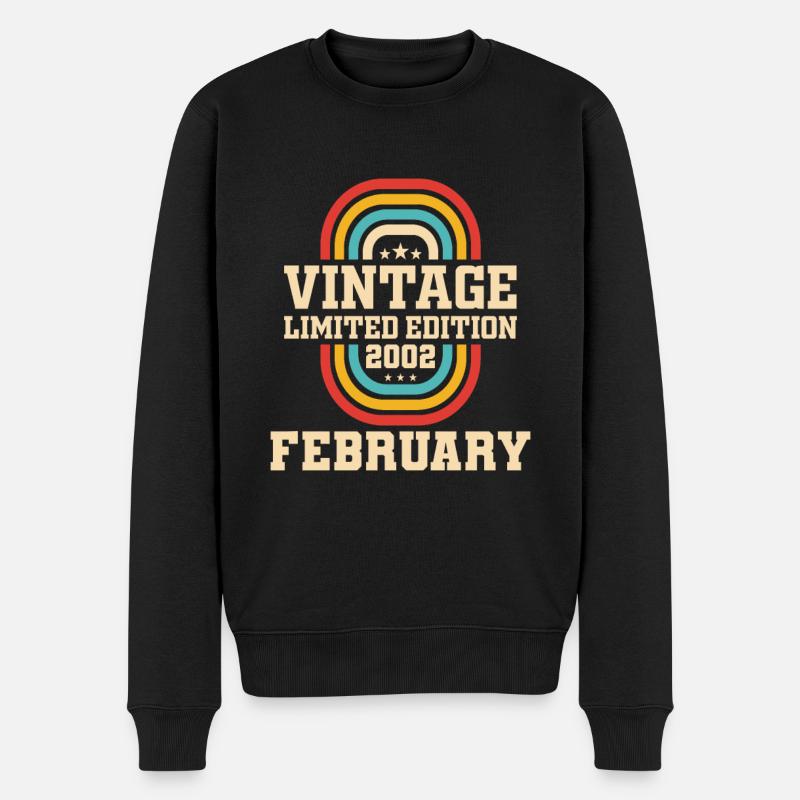 22. Geburtstag FEBRUAR Jahrgang 2002 Geschenkidee - Männer Premium Bio Pullover - Schwarz