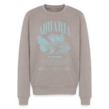 Poisson-lion marin gardien de poisson moderne streetwear - Pull Premium bio Homme - taupe - Devant - Nico (187cm)