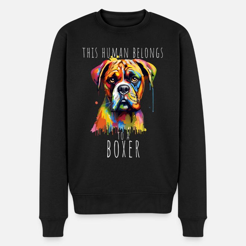 This Human Belongs To A Boxer Hunde Hundehalter - Männer Premium Bio Pullover - Schwarz