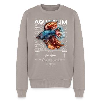 Betta Fish Keeper Moderne Streetwear - Männer Premium Bio Pullover - Taupe - Vorne - Nico (187cm)
