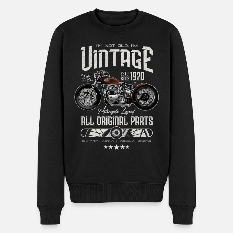 Vintage Motorrad Motorrad Motorrad Geburtstag 1970 - Männer Premium Bio Pullover - Schwarz