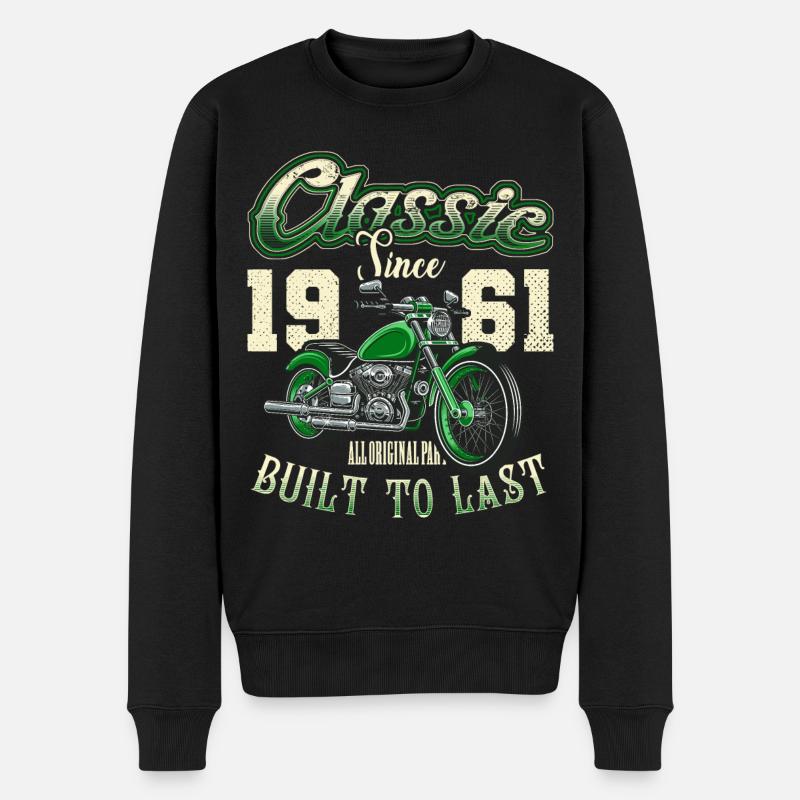 Motorrad Biker Motorrad Geburtstag Jahrgang 1961 - Männer Premium Bio Pullover - Schwarz