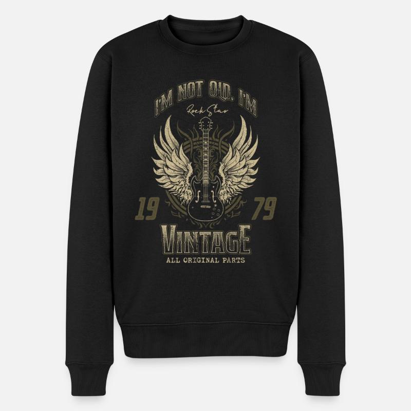 Ich bin nicht alt, ich bin Vintage Retro 1979 Gitarrist - Männer Premium Bio Pullover - Schwarz