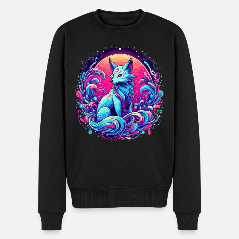 Fox Art Psychédélique - Pull Premium bio Homme - noir