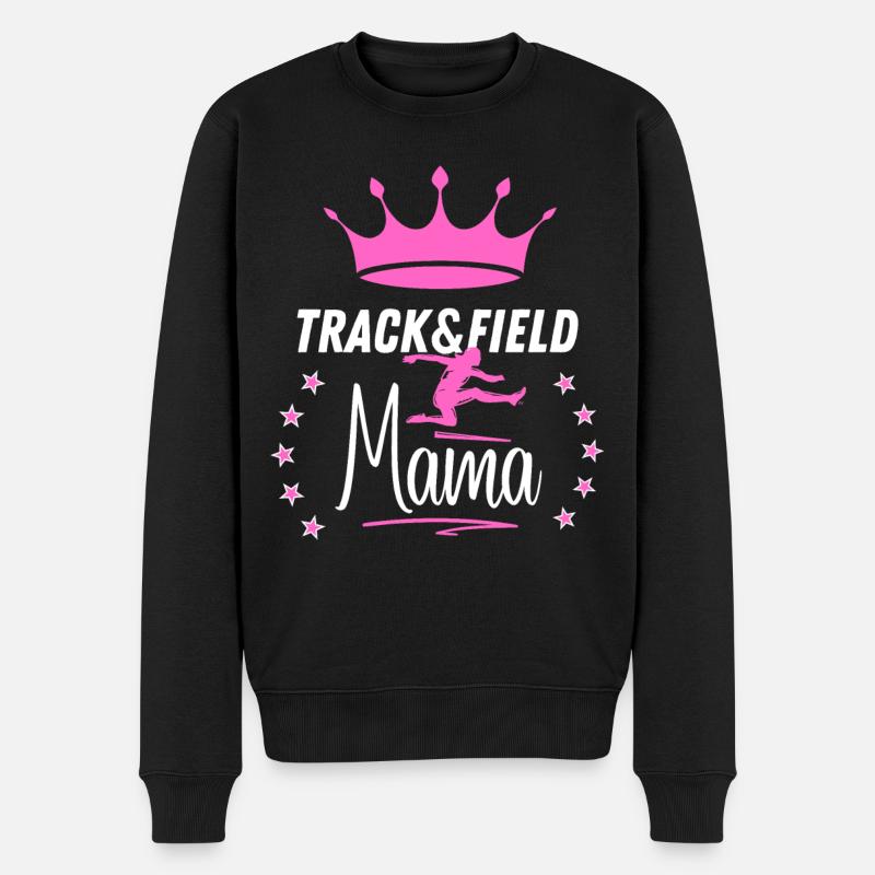 Leichtathletik und Fiels Mama Queen - Männer Premium Bio Pullover - Schwarz