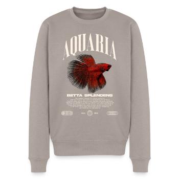 Betta Fish Keeper Moderne Streetwear - Männer Premium Bio Pullover - Taupe - Vorne - Nico (187cm)