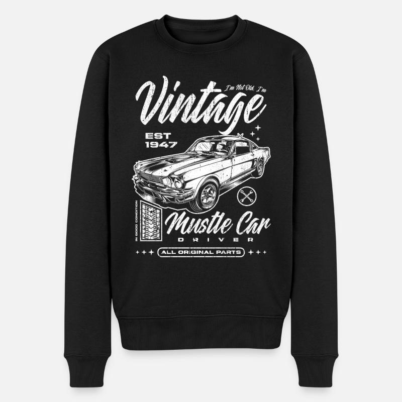 Ich bin nicht alt, ich bin Oldtimer Oldtimer Jahrgang 1947 - Männer Premium Bio Pullover - Schwarz