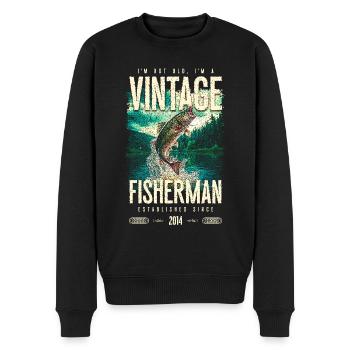 Vintage truite pêcheur pêche anniversaire 2014 - Pull Premium bio Homme - noir - Devant - Nico (187cm)