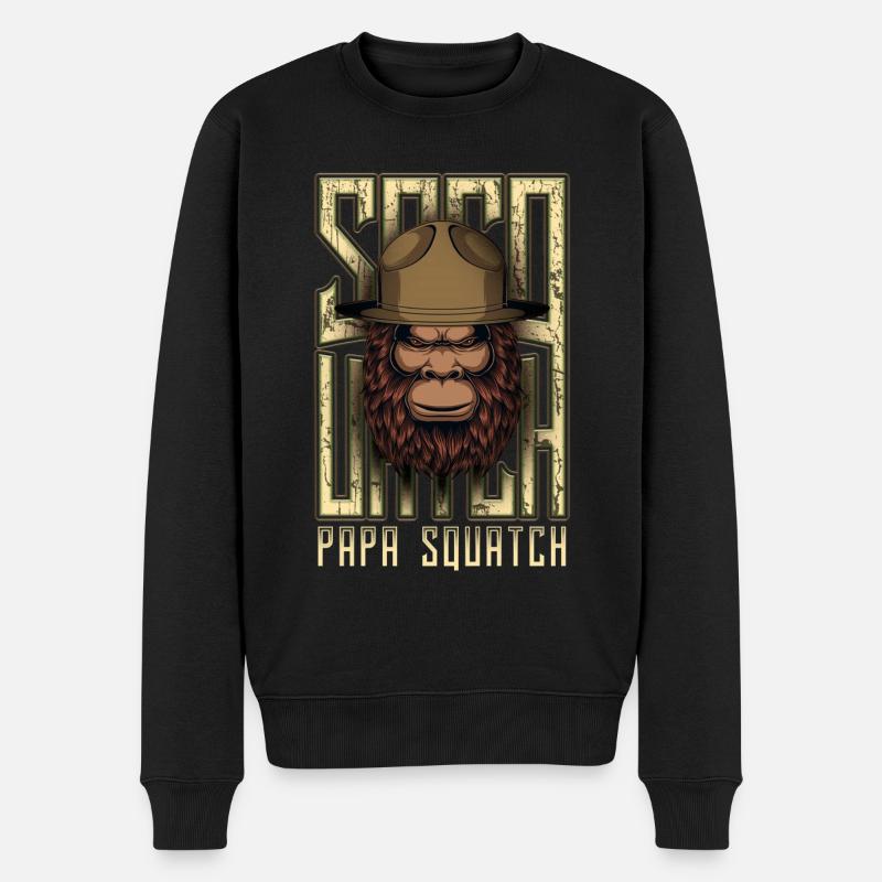 Papa Squatch Bigfoot Sasquatch - Männer Premium Bio Pullover - Schwarz