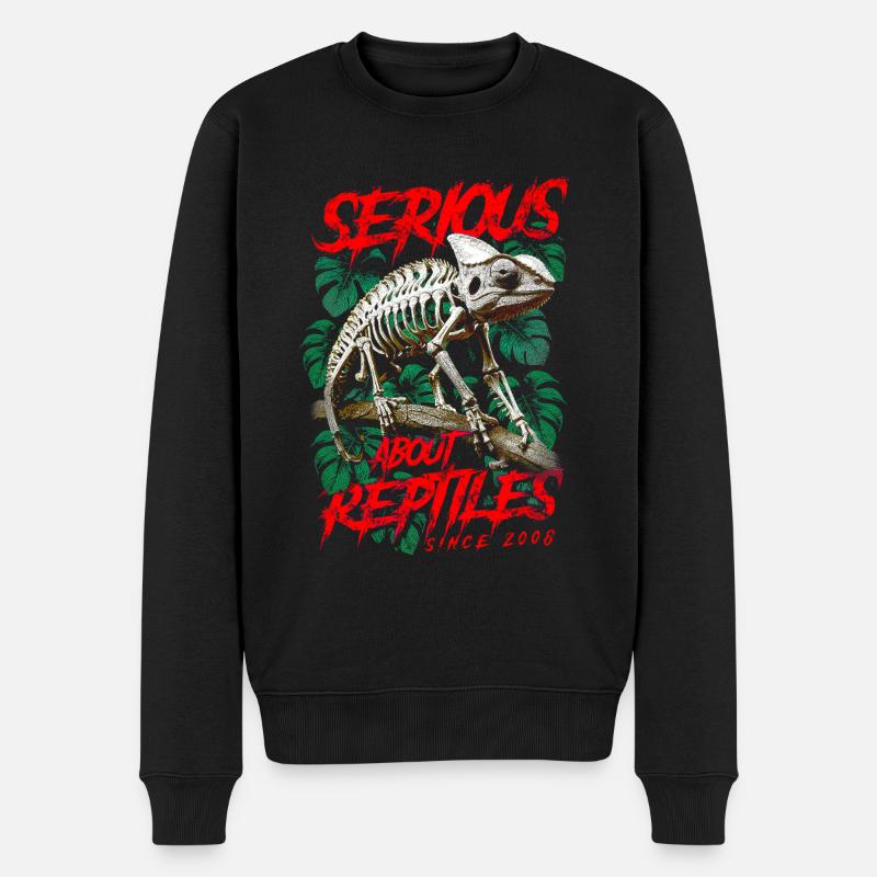Ernsthaft über Reptiles Reptile Keeper Geboren im Jahr 2008 - Männer Premium Bio Pullover - Schwarz