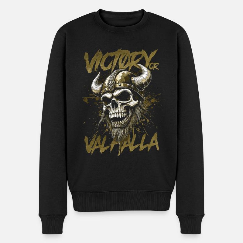 Nordischer Wikingersieg oder Walhalla - Männer Premium Bio Pullover - Schwarz