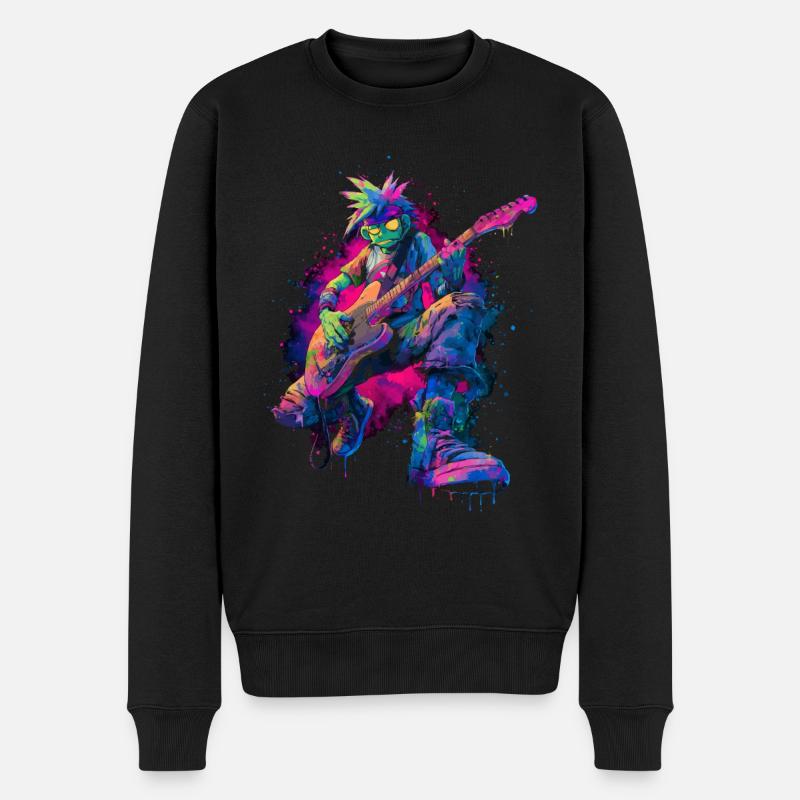 Bunter Rocker Comic Style Streetart Grafik - Männer Premium Bio Pullover - Schwarz