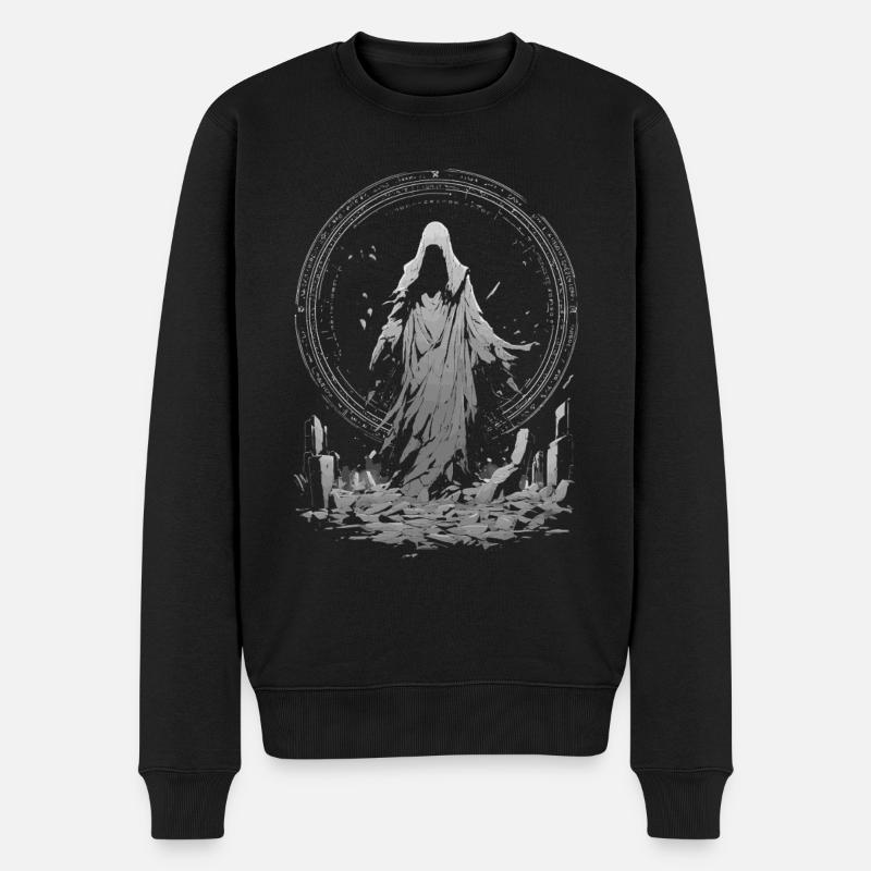Dunkler Beschwörer – Okkultes Runenkreis Reaper - Männer Premium Bio Pullover - Schwarz