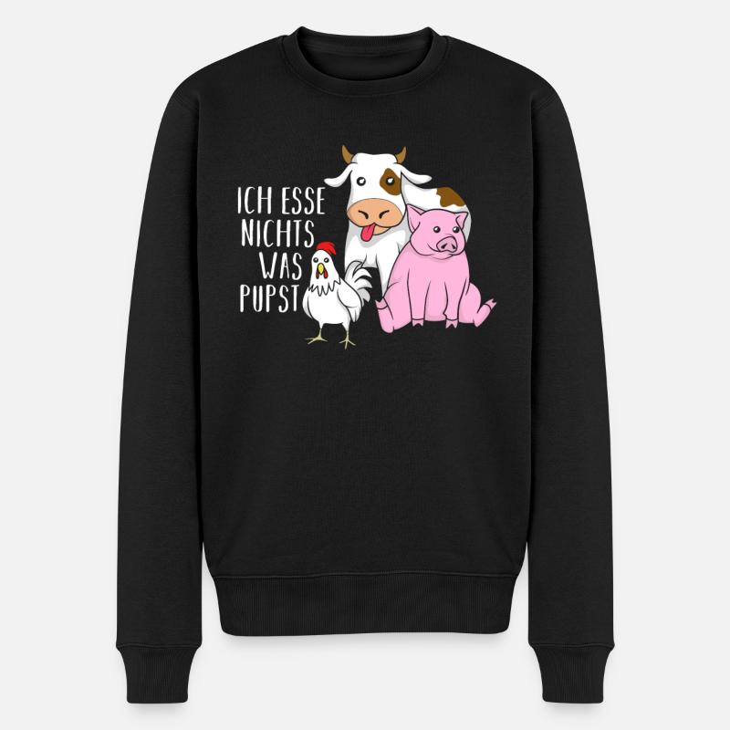 Ich esse nichts was pupst - Männer Premium Bio Pullover - Schwarz