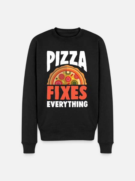 Pizza food funny saying eat - Men's Premium Organic Jumper - black