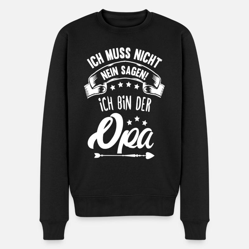 Ich bin der Opa Großvater Lustige Opa Sprüche - Männer Premium Bio Pullover - Schwarz