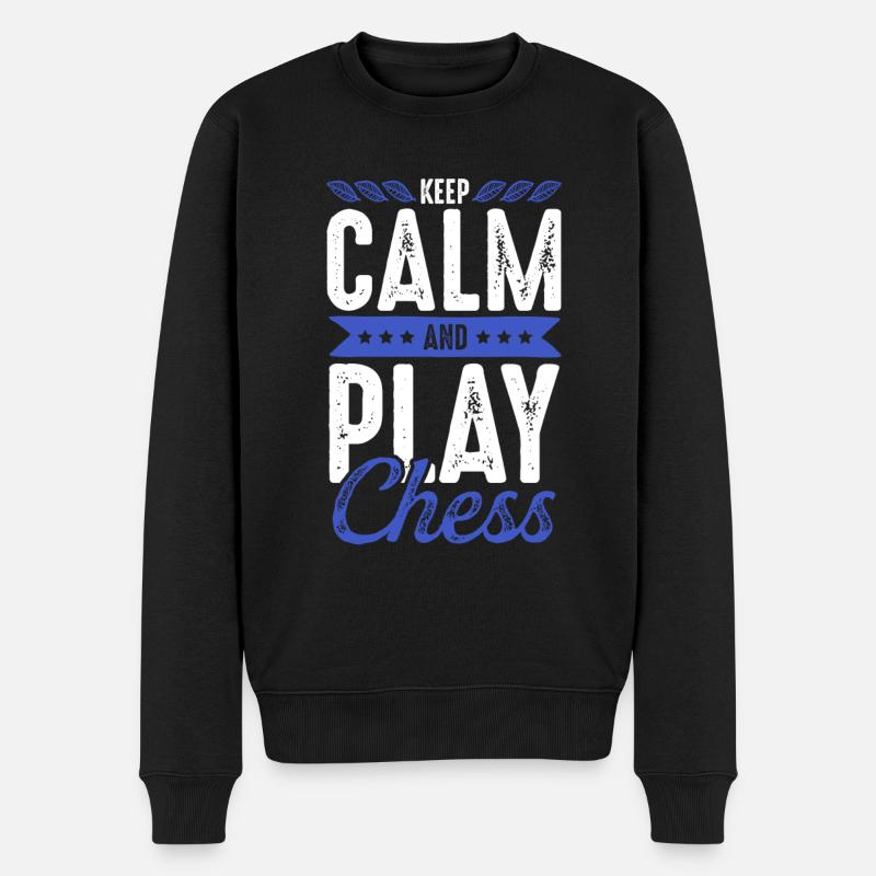 Keep Calm Schach Chess - Männer Premium Bio Pullover - Schwarz
