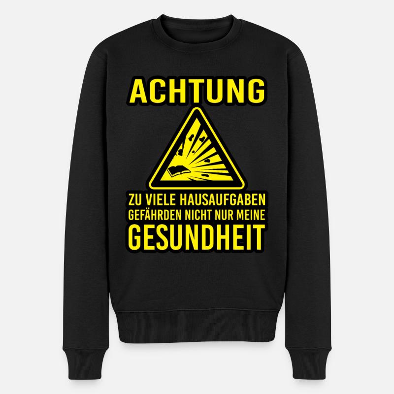 Lustige Sprüche Zocken Hausaufgaben Schule Schüler - Männer Premium Bio Pullover - Schwarz