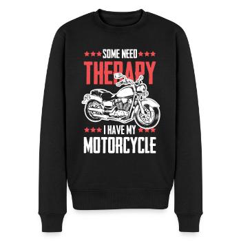 Motorcycle therapy funny saying - Men's Premium Organic Jumper - black - Front - Nico (187cm)