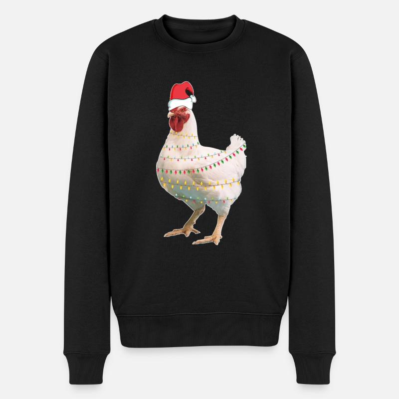 Huhn Weihnachten Christmas - Männer Premium Bio Pullover - Schwarz