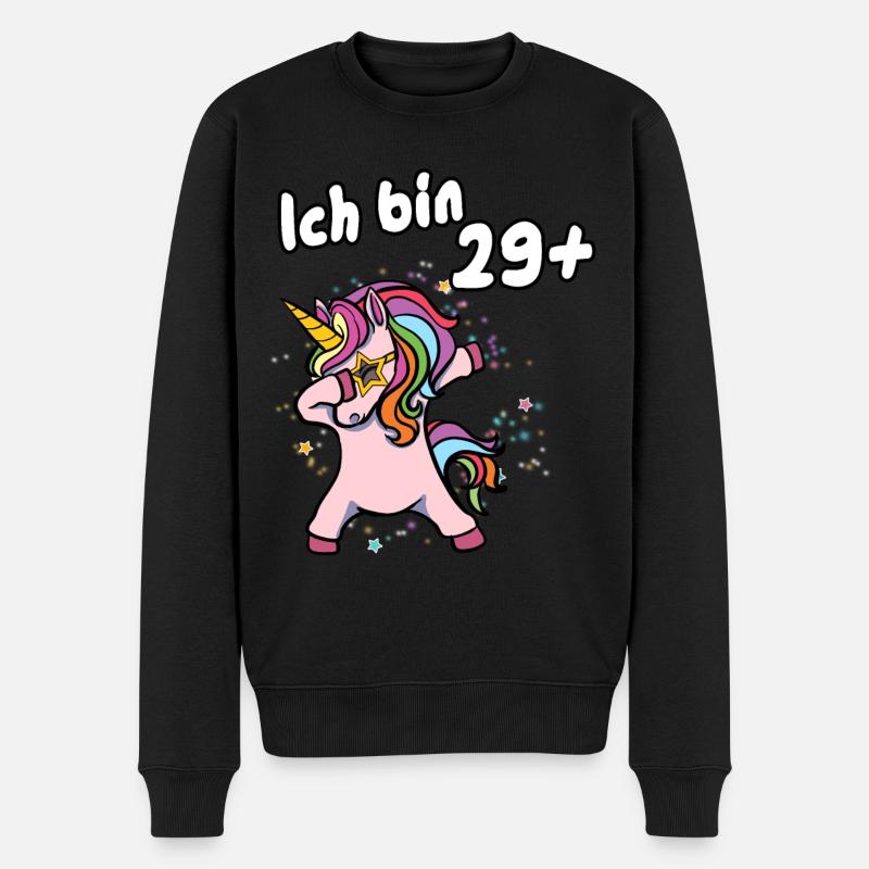 Ich bin 29 plus Einhorn - Männer Premium Bio Pullover - Schwarz