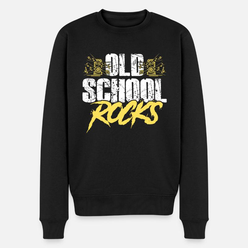 Old School Rock - Männer Premium Bio Pullover - Schwarz