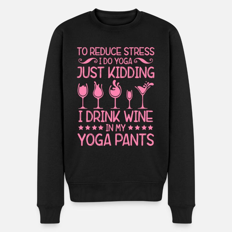 wein Rotwein yoga - Männer Premium Bio Pullover - Schwarz