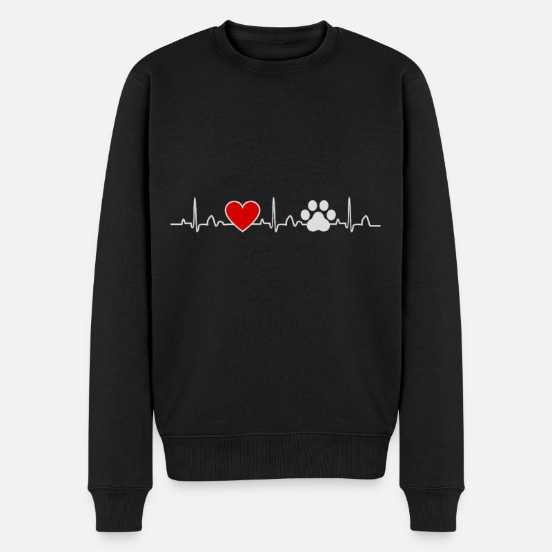 Hunde Herzschlag - Männer Premium Bio Pullover - Schwarz
