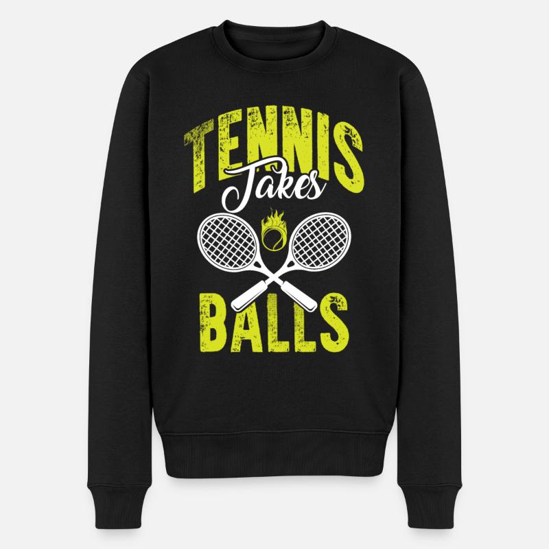 tennis lustig spruch - Männer Premium Bio Pullover - Schwarz