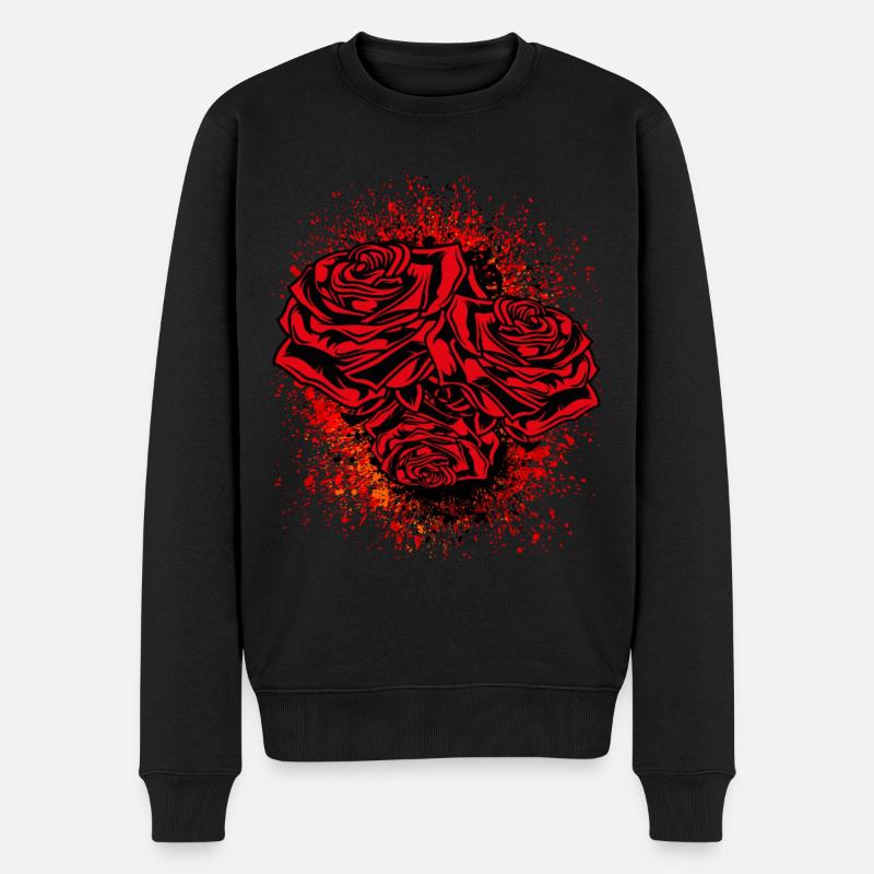 Rose Symbole Illustration Silhouette - Pull Premium bio Homme - noir