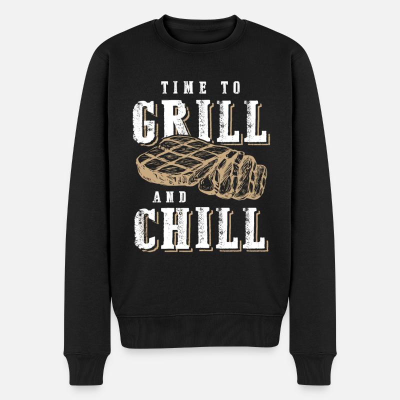 grill and chill - Männer Premium Bio Pullover - Schwarz