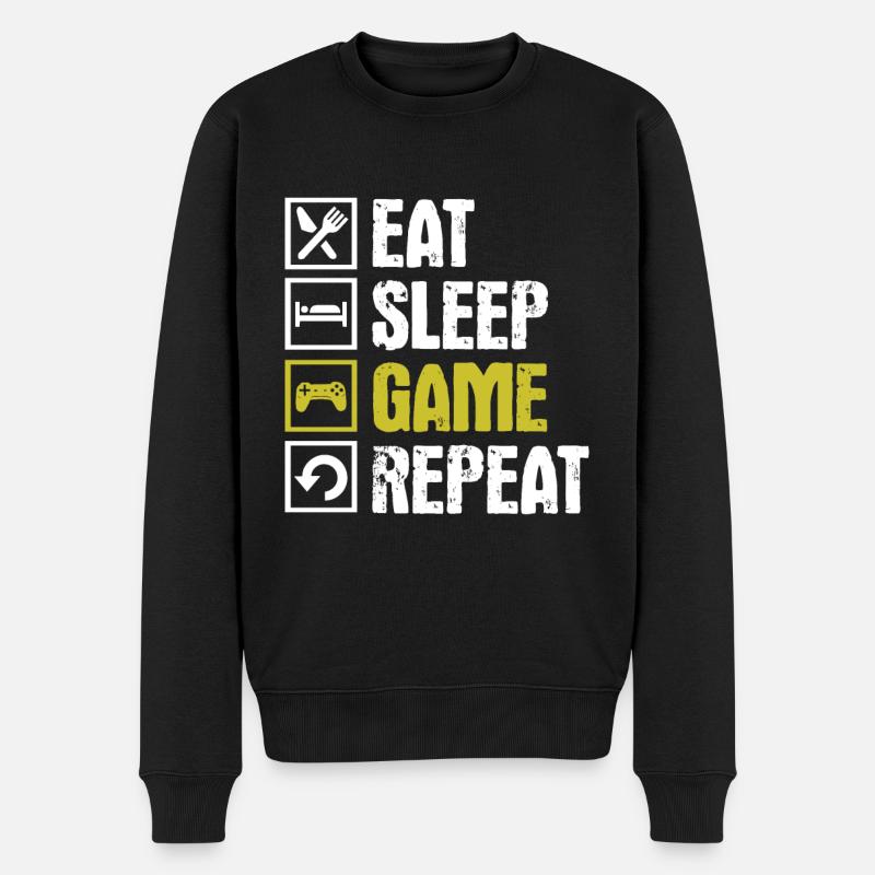 eat sleep game repeat - Pull Premium bio Homme - noir