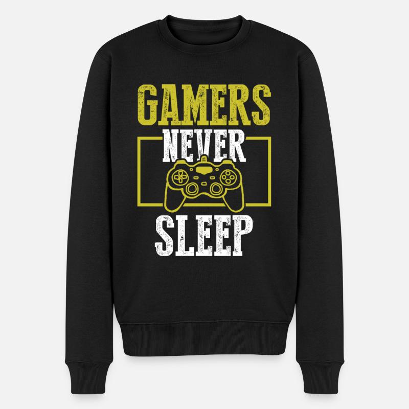 gamer schlafen nicht - Männer Premium Bio Pullover - Schwarz