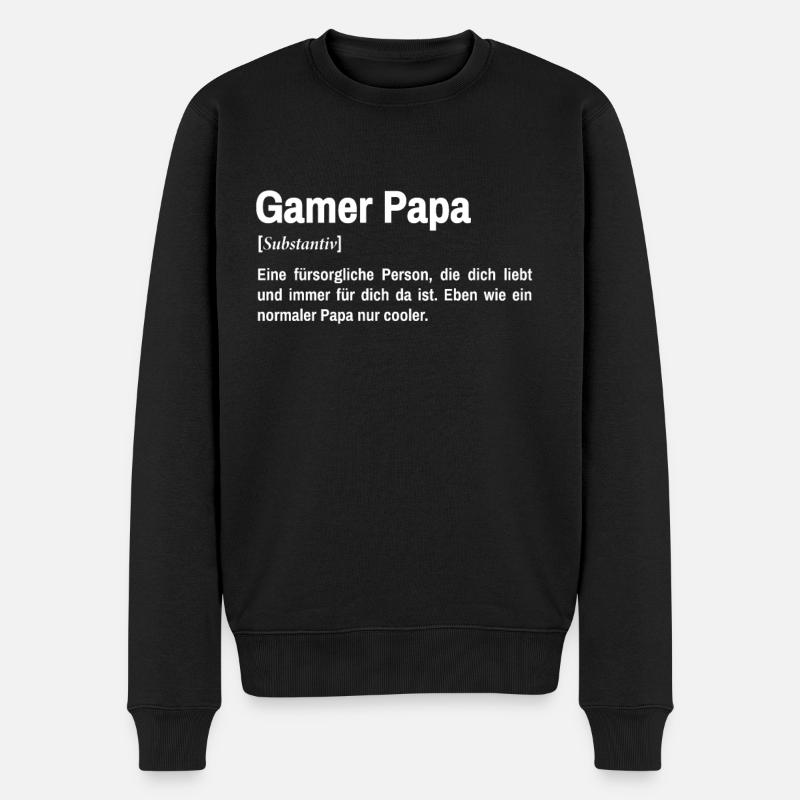 Gamer Papa Definition Gaming Vater Zocker Spruch - Männer Premium Bio Pullover - Schwarz