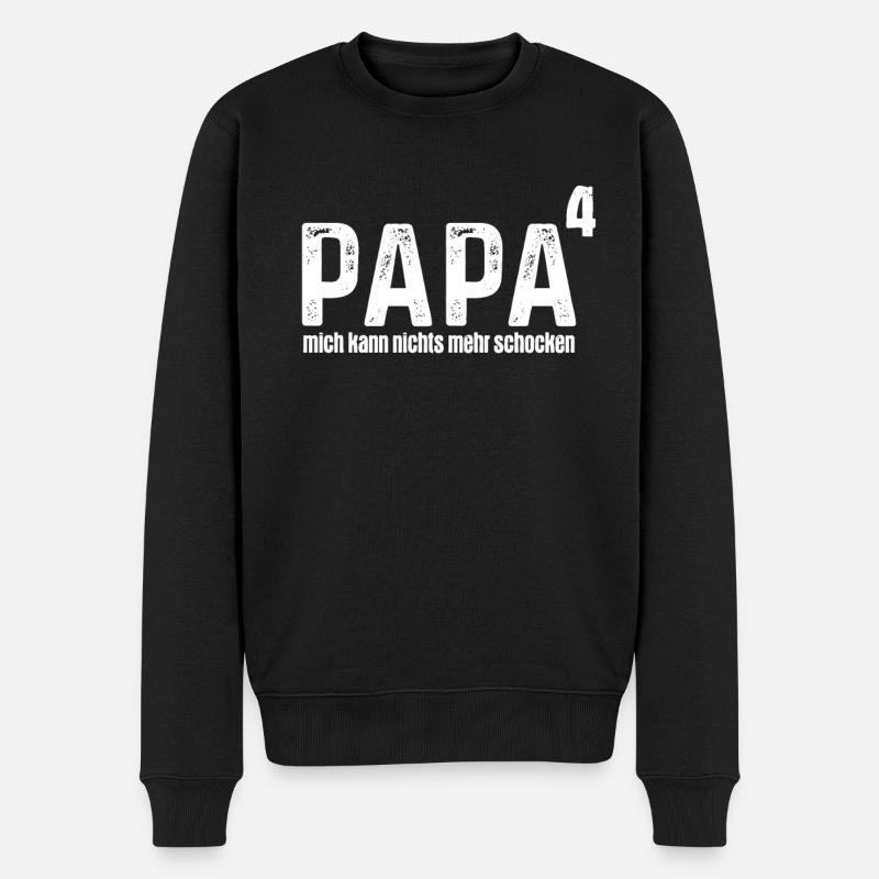 Papa Hoch 4 Geburt 4 Kinder Werdender Vater - Männer Premium Bio Pullover - Schwarz