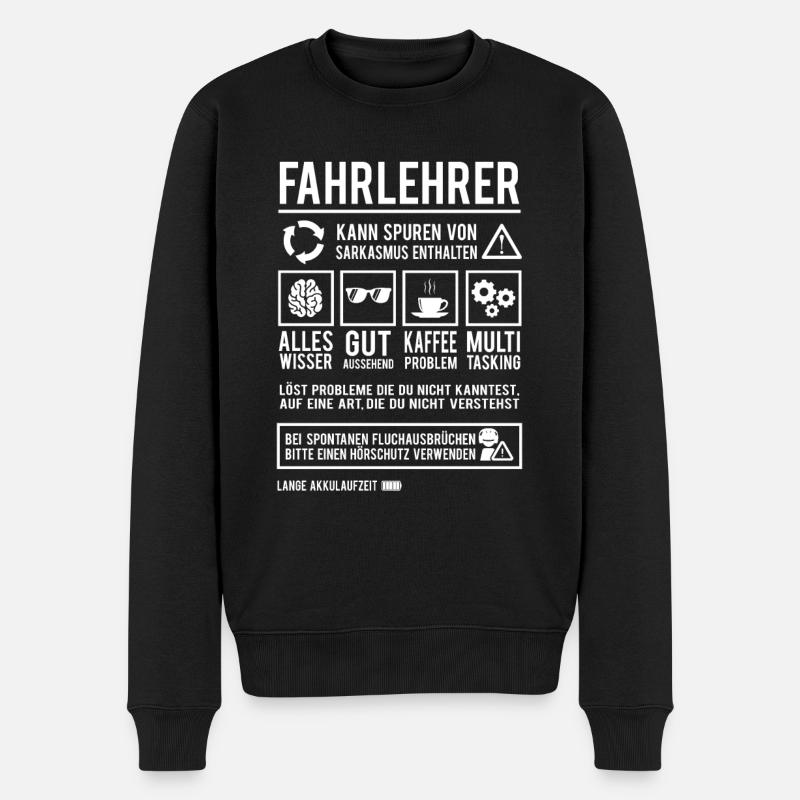 Fahrlehrer Spruch Führerschein Lustig Fahrschule - Männer Premium Bio Pullover - Schwarz