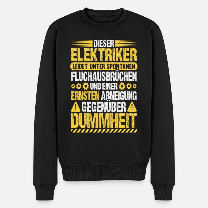 Elektriker Humor Elektrikermeister Elektroniker - Männer Premium Bio Pullover - Schwarz
