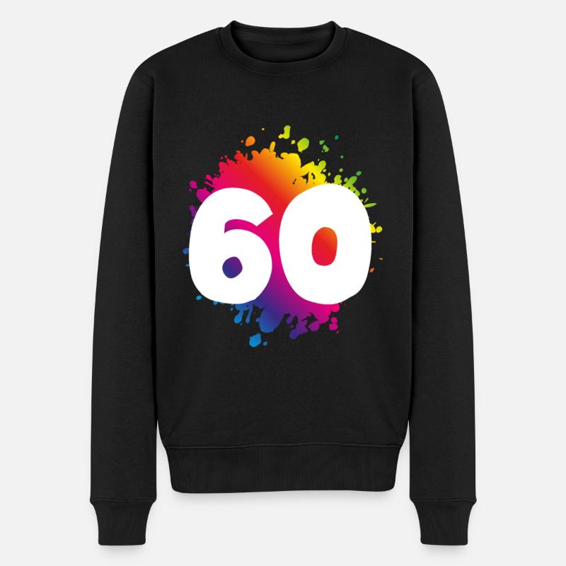 60 Zahl Klecks - Männer Premium Bio Pullover - Schwarz