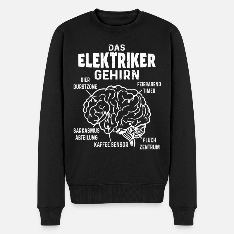 Elektriker Gehirn Elektro Lustig Elektroniker - Männer Premium Bio Pullover - Schwarz