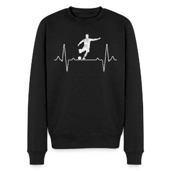 Fußball Fußballer Herzschlag - Männer Premium Bio Pullover - Schwarz - Vorne - Nico (187cm)