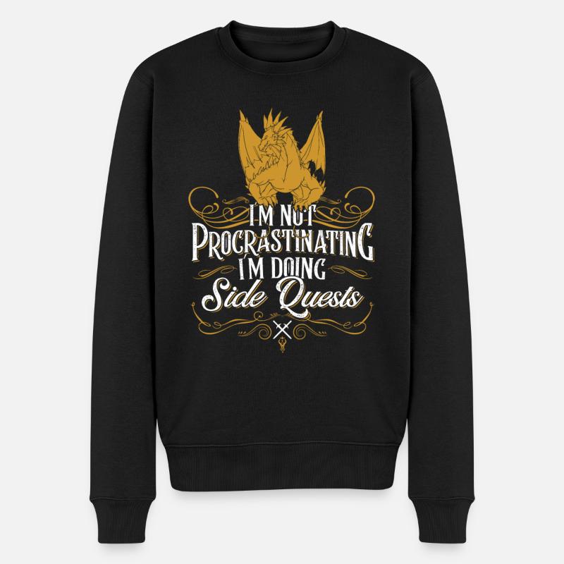 RPG Gamer Side Quest Drache Schwert Roleplay - Männer Premium Bio Pullover - Schwarz
