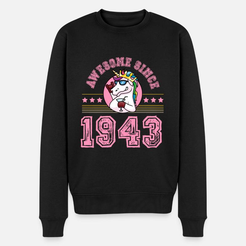 1943 Awesome Einhorn - Männer Premium Bio Pullover - Schwarz