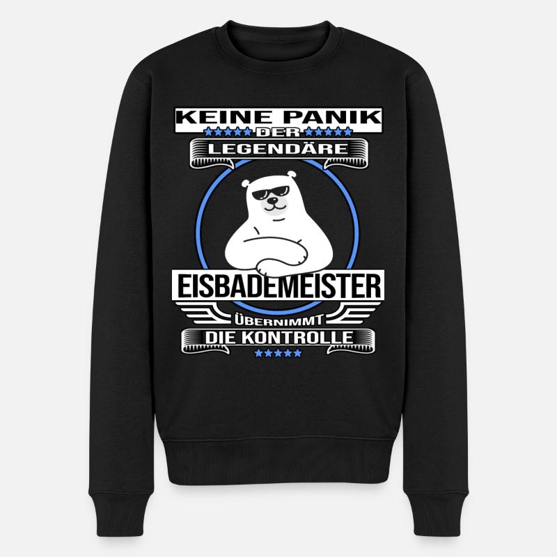 eisbad winterbader eisbader eisbademeister king - Männer Premium Bio Pullover - Schwarz